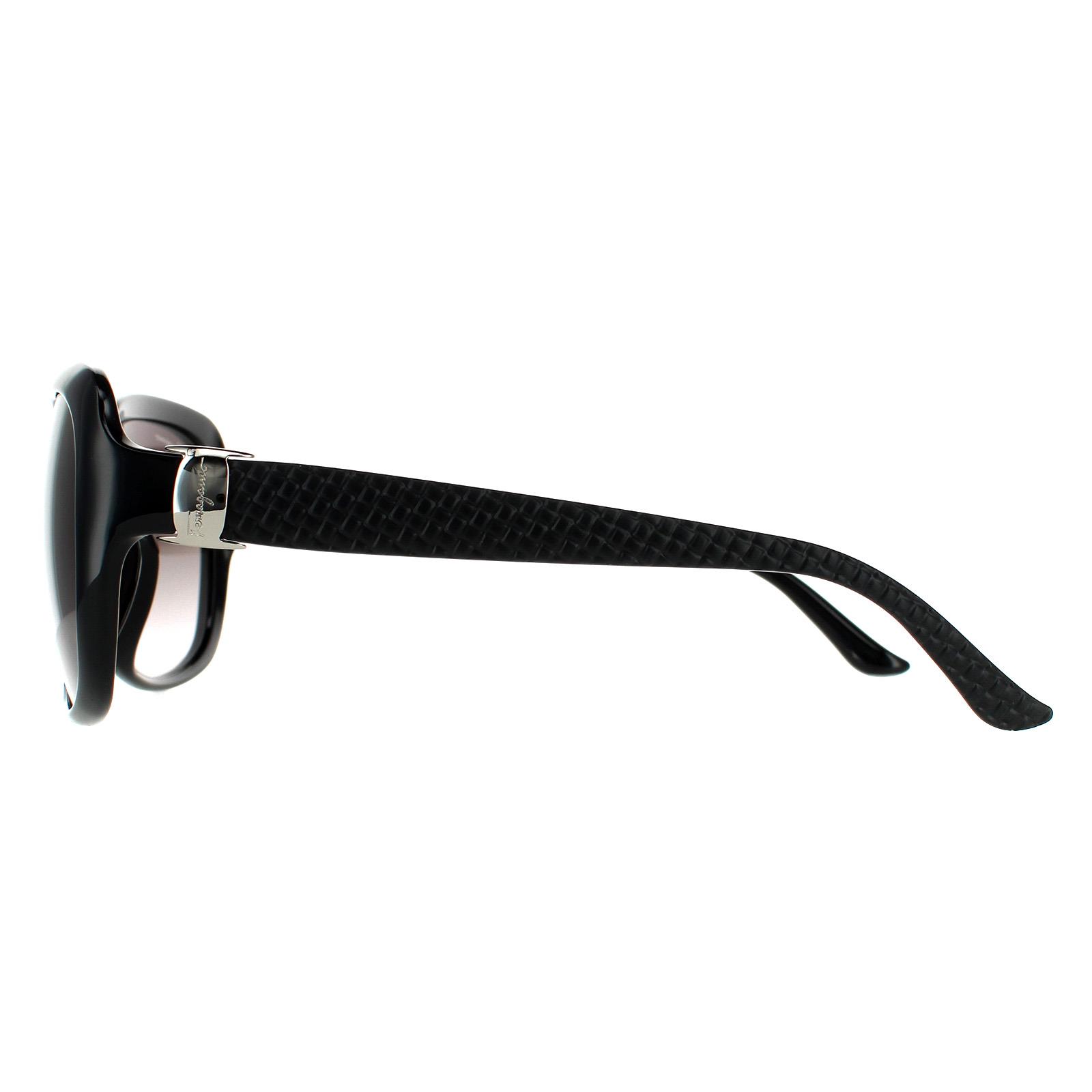 Black Salvatore Ferragamo Black Rectangle Black Grey Gradient Sunglasses, Image 3 of 4