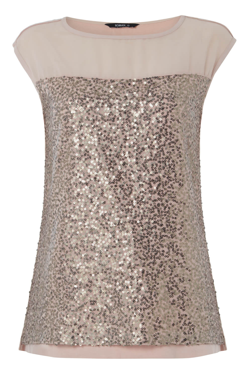 PINK Sequin Contrast Yoke Top, Image 5 of 8