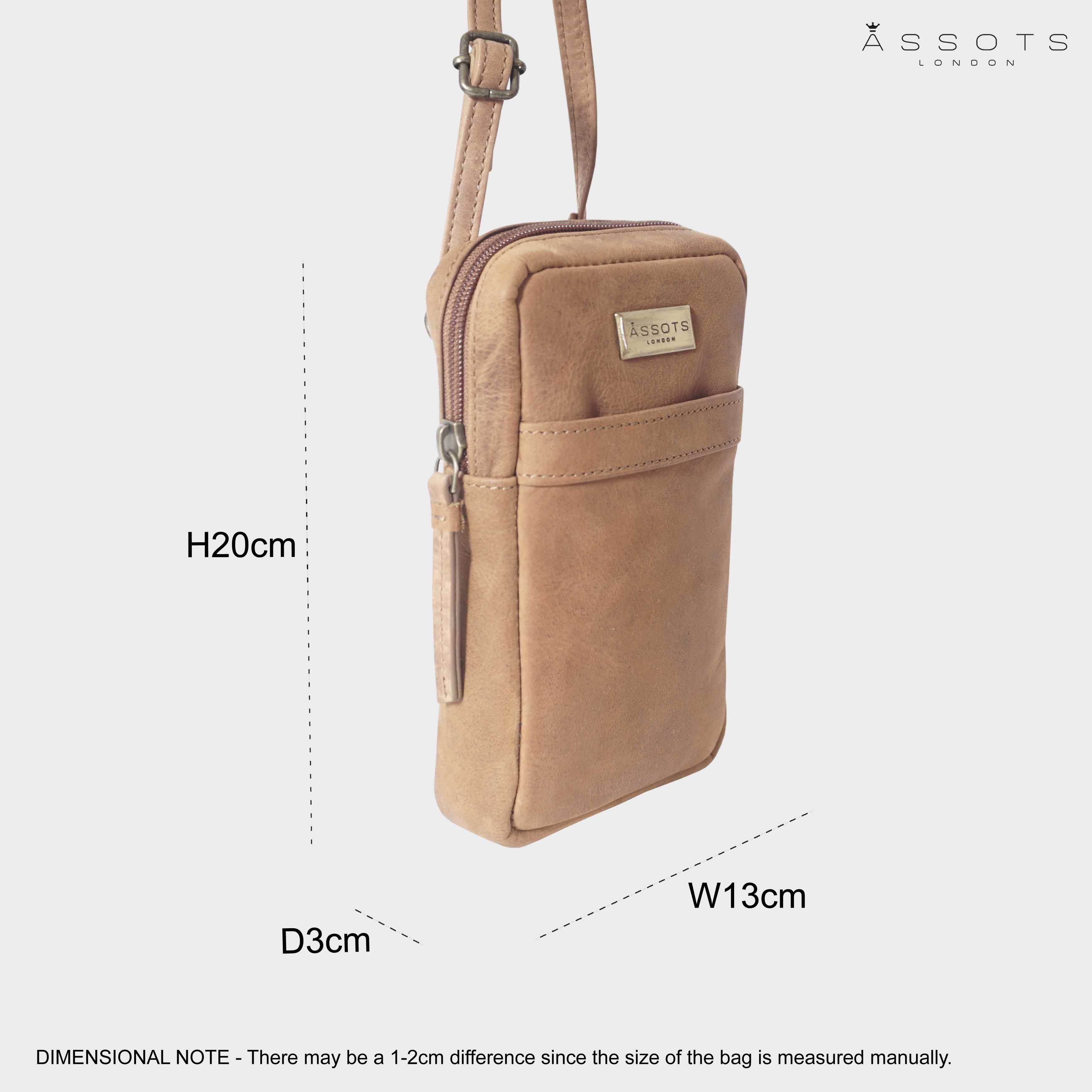 Tan 'LEO' Real Leather Crossbody Mobile Phone Bag, Image 6 of 6