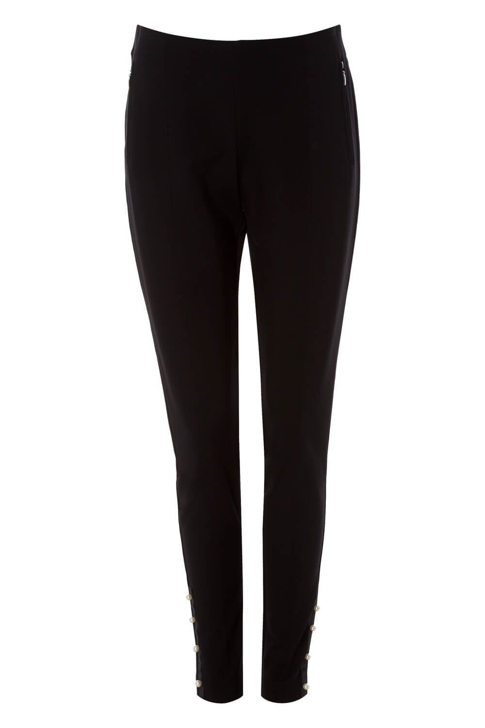 Black Pearl Detail Stretch Trousers, Image 6 of 5