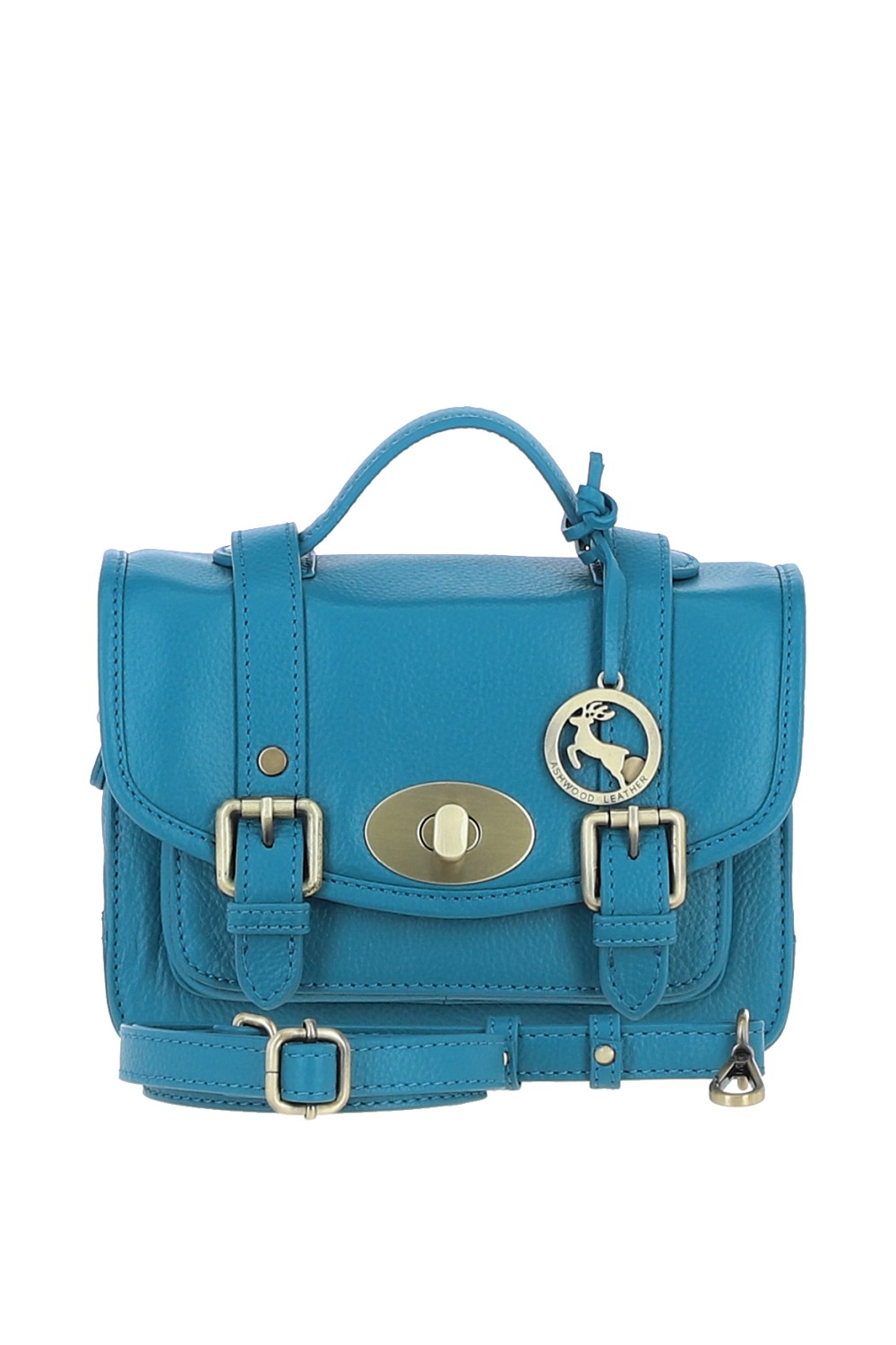 Turqouise Ashwood Leather Turqouise Stylish Real Leather Medium Satchel Bag, Image 1 of 4