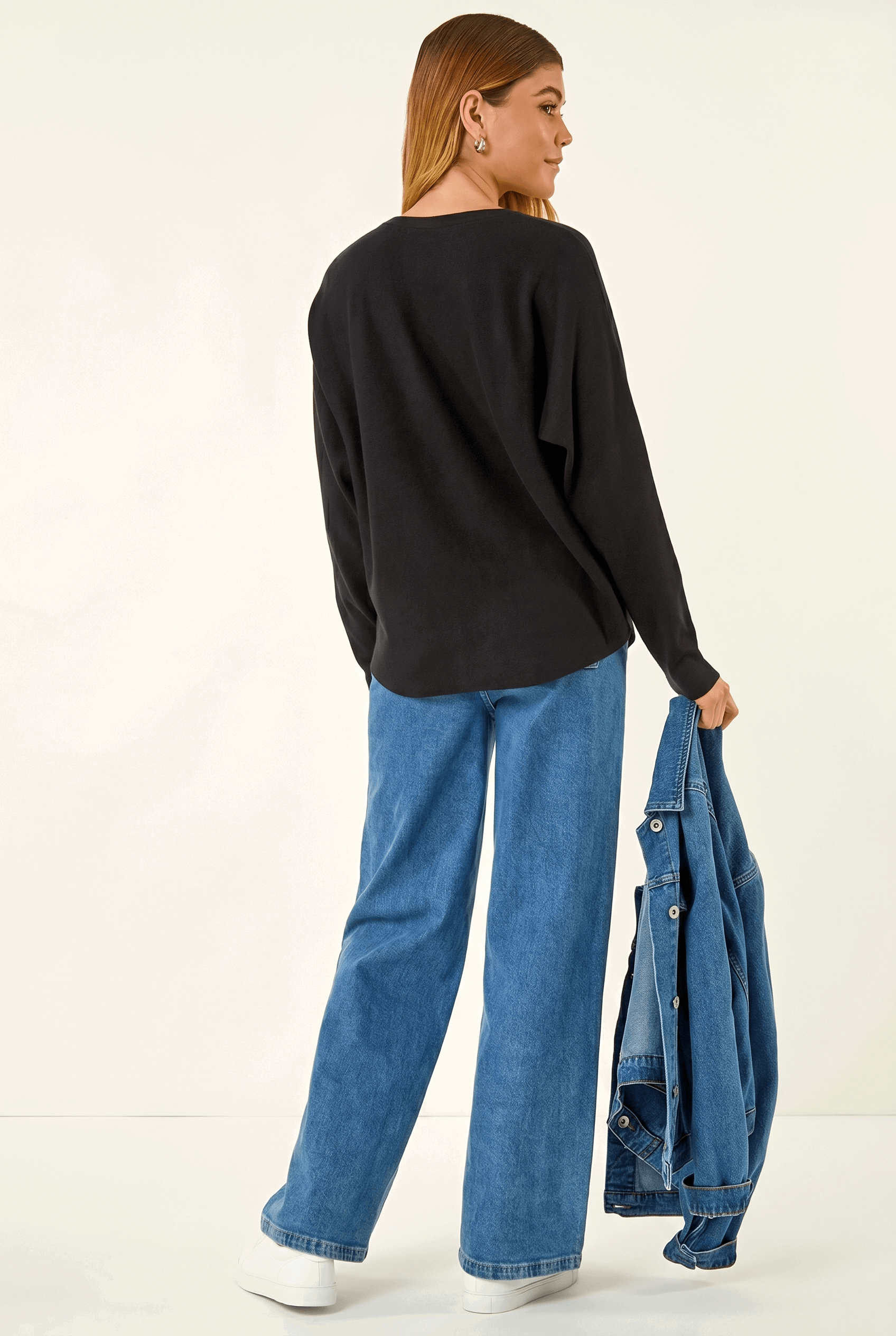 Black Floral Embroidery Knit Jumper, Image 4 of 6