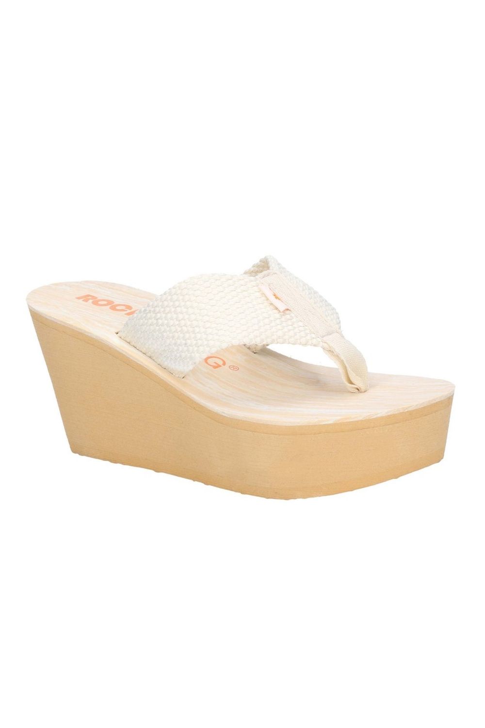 Cream Diver Webbing Slip On Wedge Sandals, Image 1 of 4