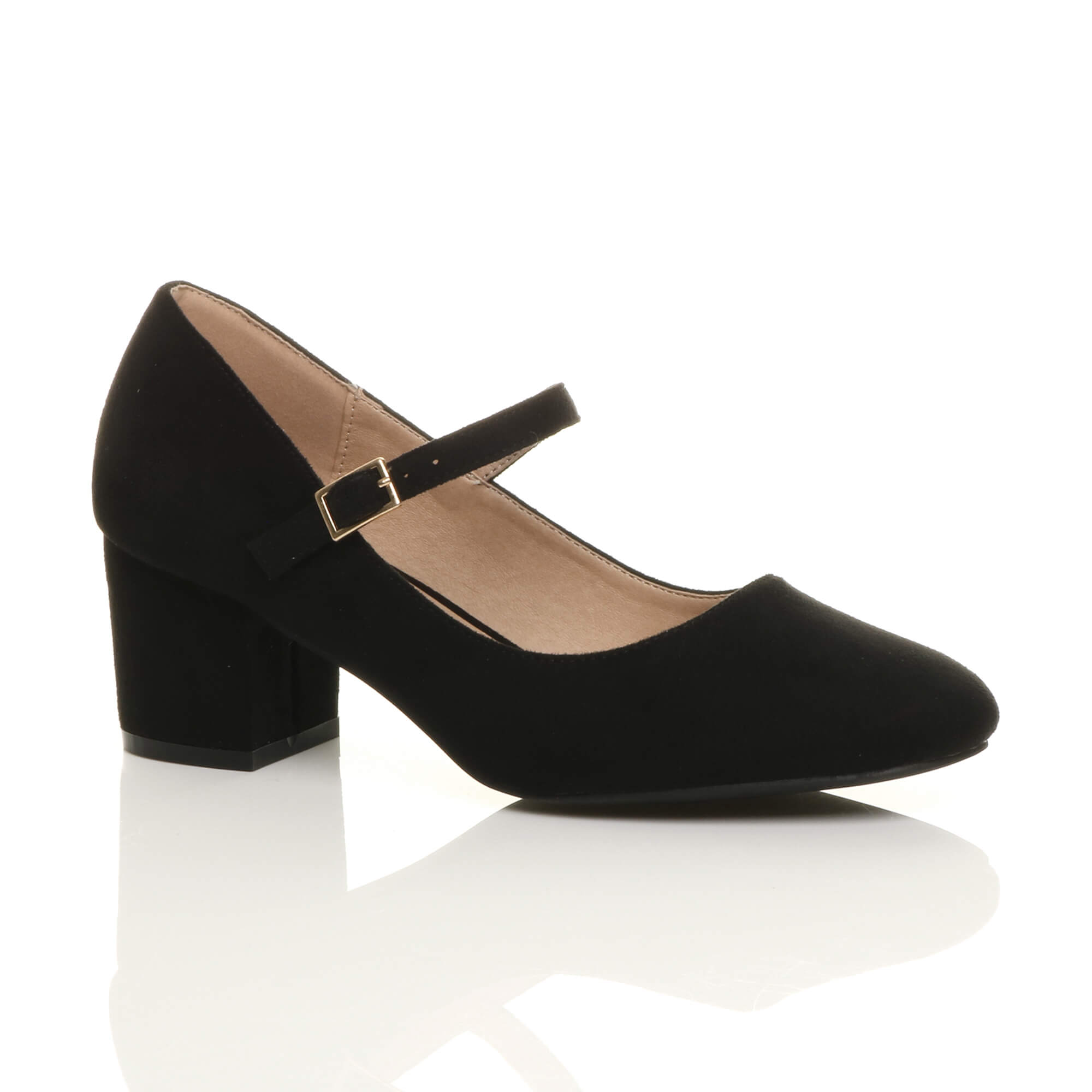 Purple Mid Block Heel Mary Jane Court Shoes