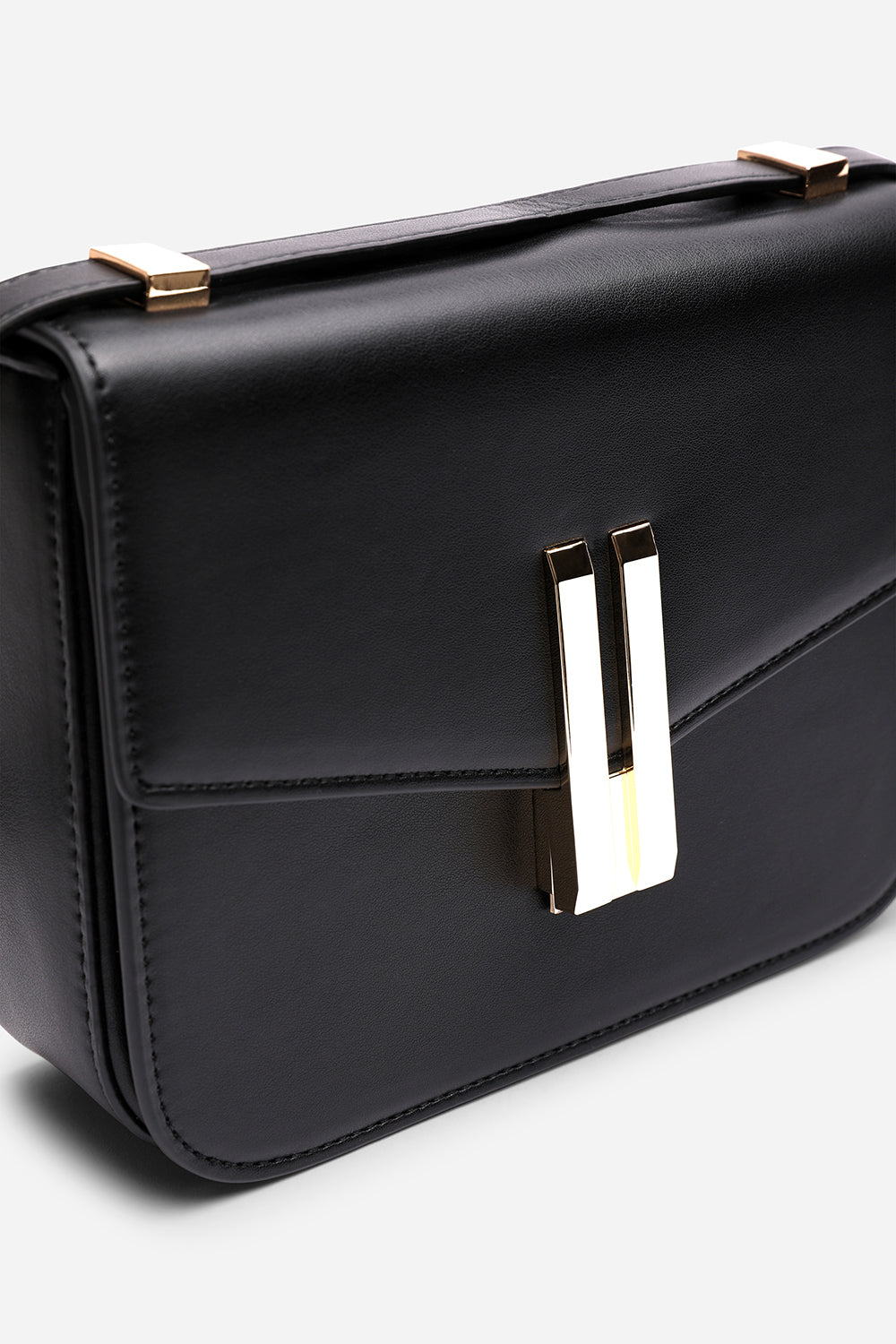 Black Delrio Gold Clasp Cross Body Tofu Bag, Image 5 of 7