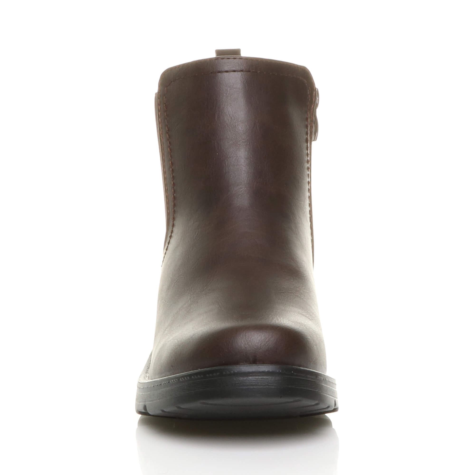 Brown AJVANI Brown Low Wedge Comfort Ankle Chelsea Boots, Image 6 of 6