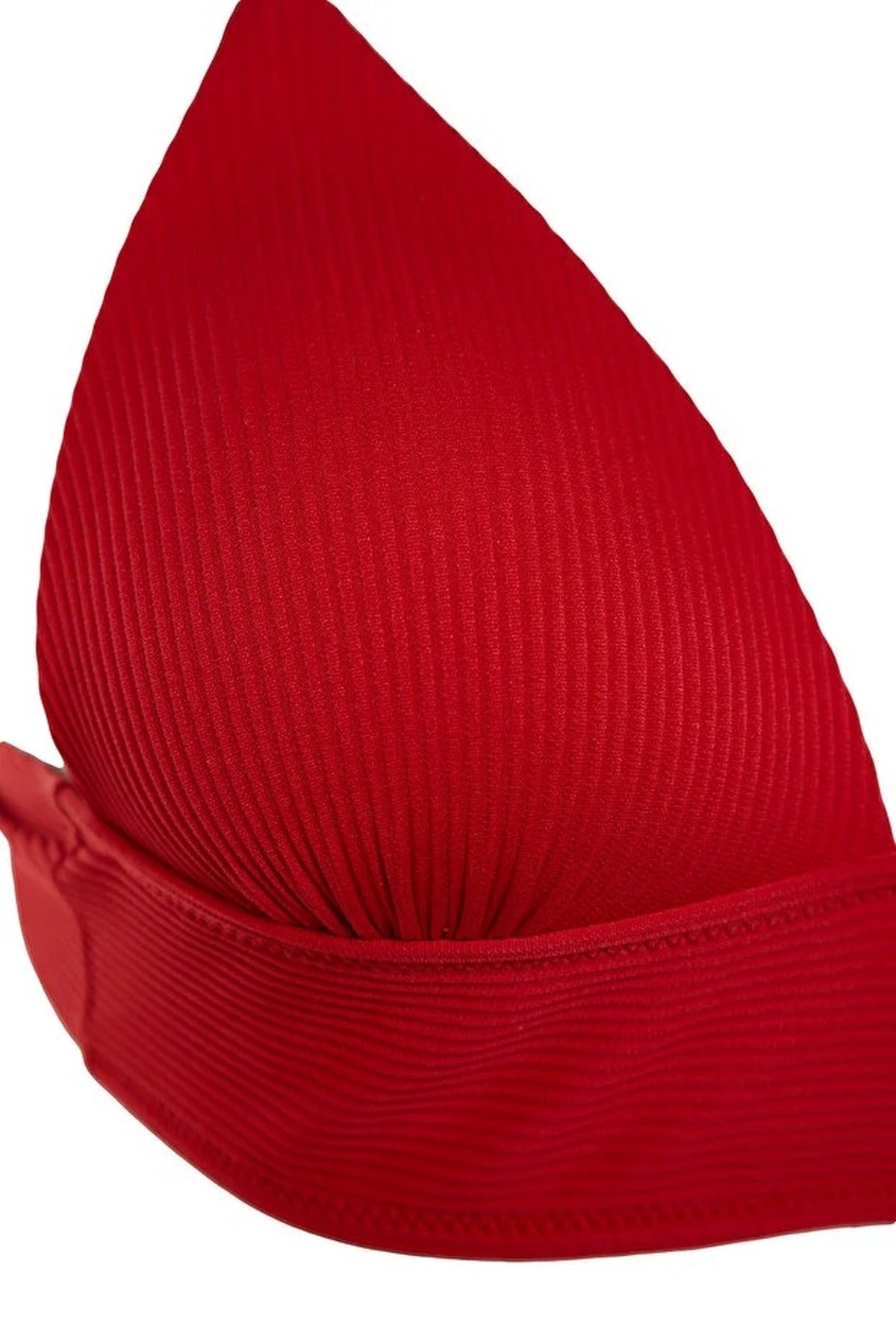 Red Textured Push Up Triangle Bikini Top with Supportive Underband, Image 4 of 5