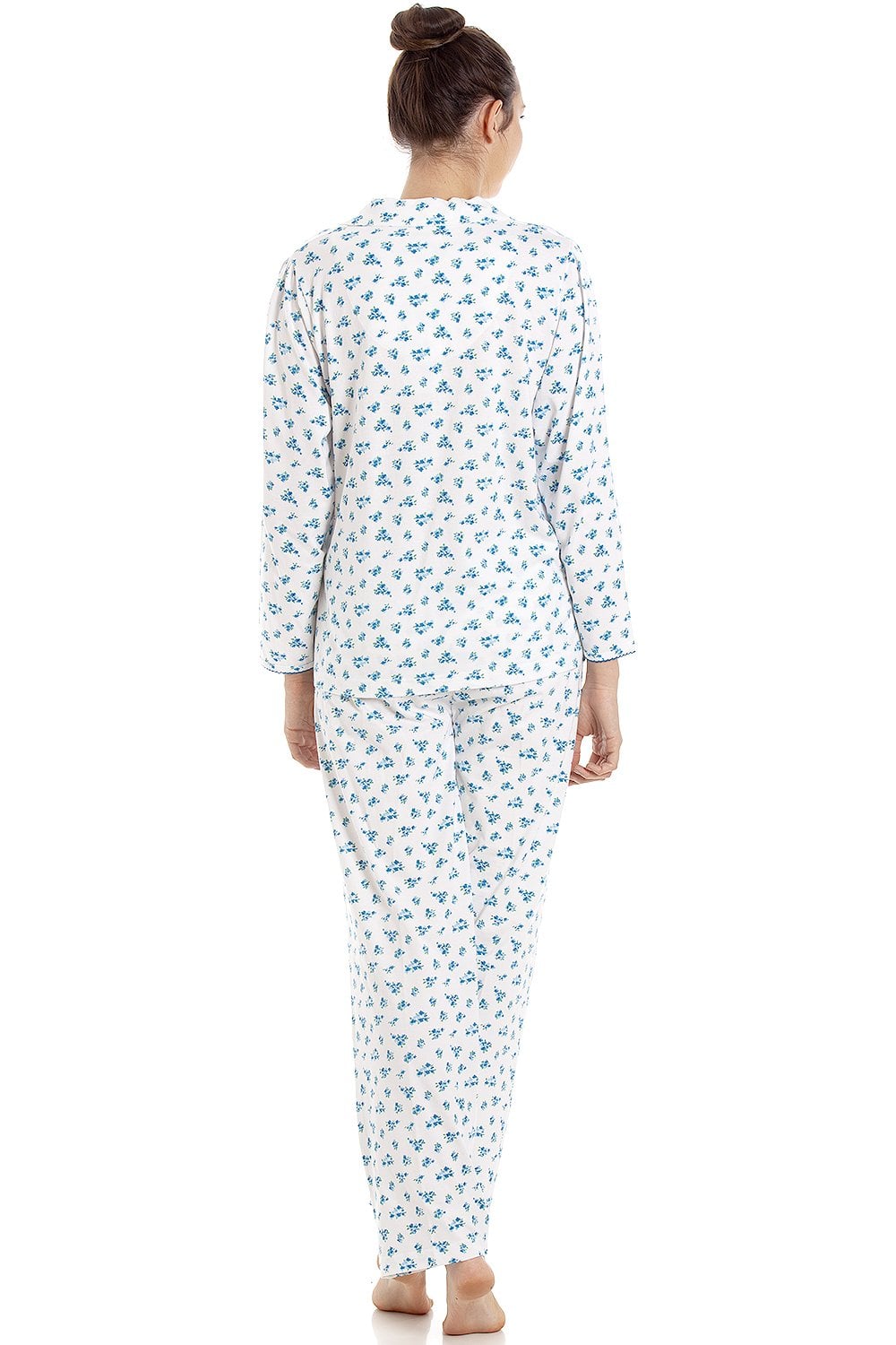 Blue Camille Lingerie Blue Ditsy Floral Print Cotton Pyjama Set, Image 3 of 5