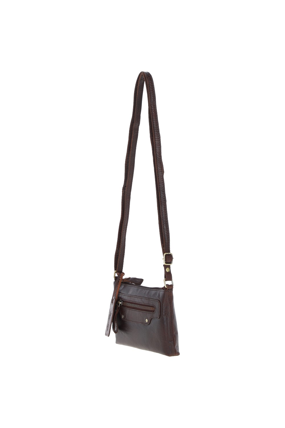 Dark Brown Genuine Leather Crossbody Bag, Image 4 of 6