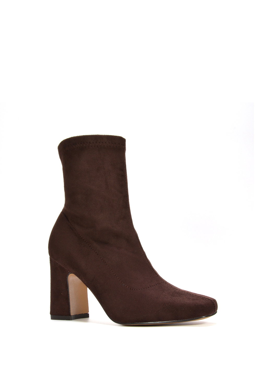 Brown XY LONDON Brown 'Alex' Stretch Zip Up Ankle Boots with Block Heel, Image 2 of 6