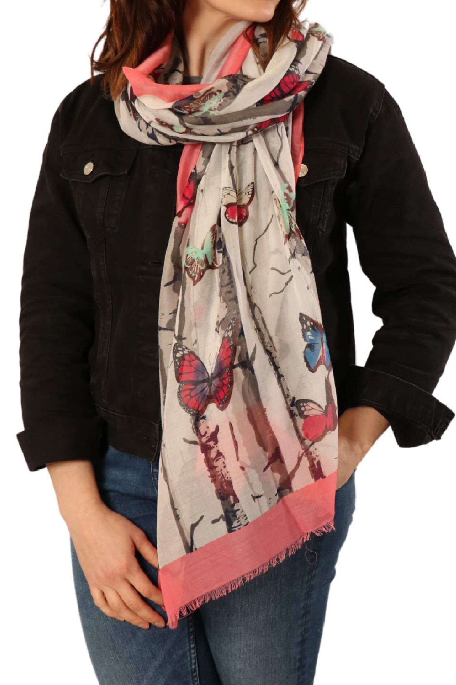 Pink Pink Butterfly Lightweight Scarf, Image 1 of 3
