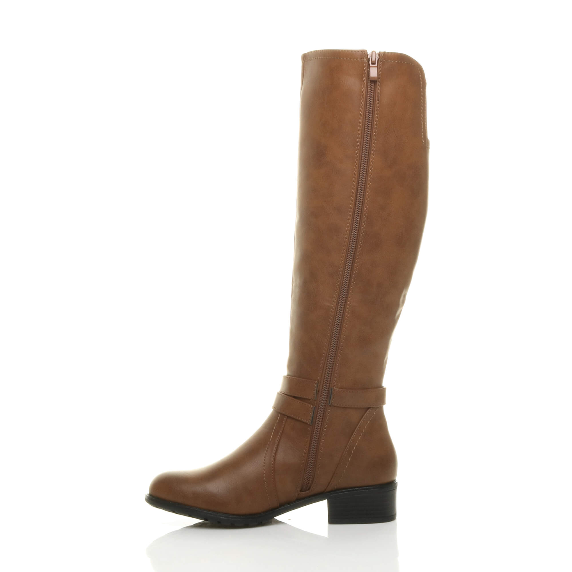 Camel AJVANI Camel Zip Military Biker Style Knee Riding Boots, Image 3 of 6