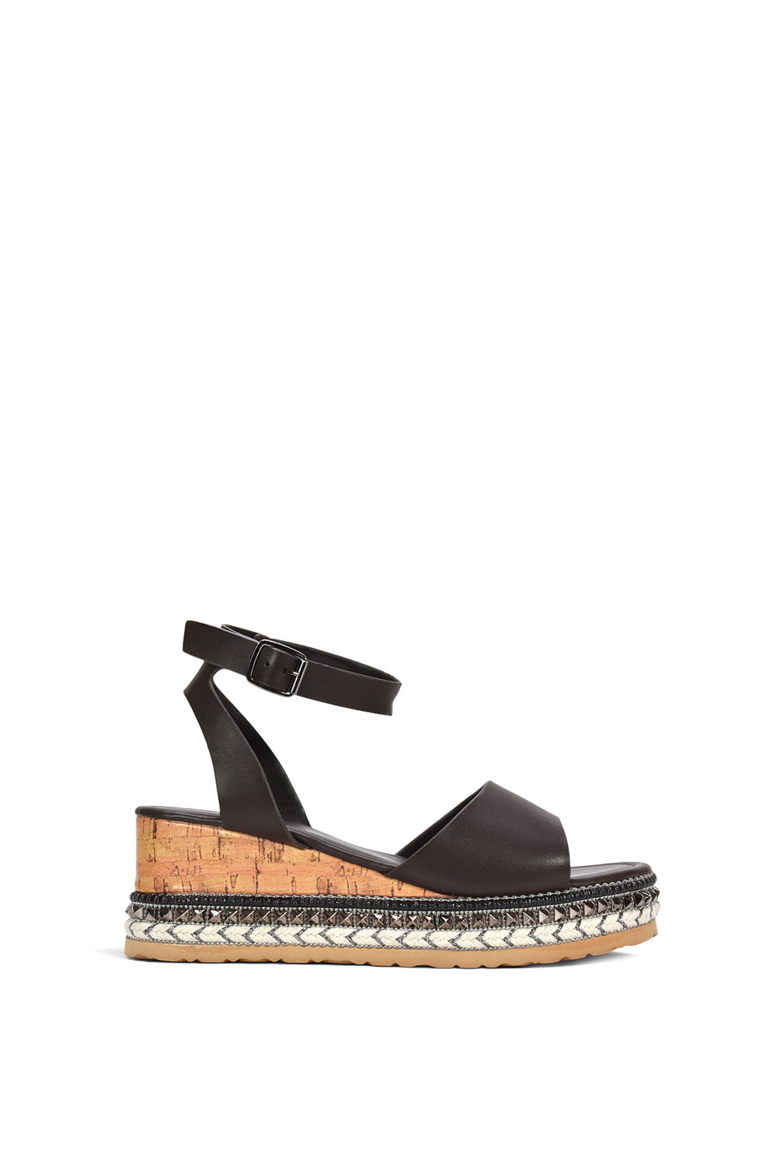 Brown XY LONDON Brown Platform Chunky Wedge Flatform Sandals With Ankle Strap, Image 1 of 6