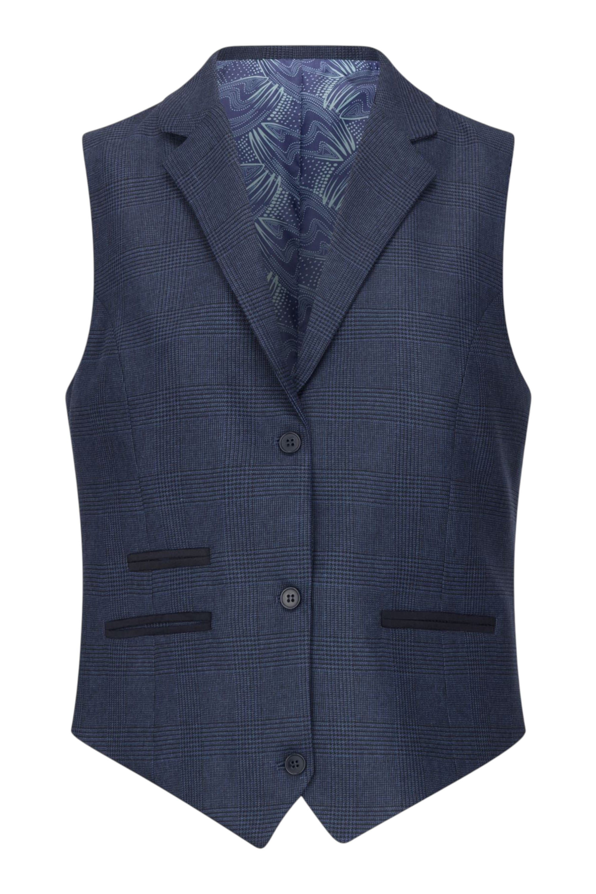 Navy Infinity Leather Navy 3 Piece in Prince of Wales Check Suit, Image 7 of 8