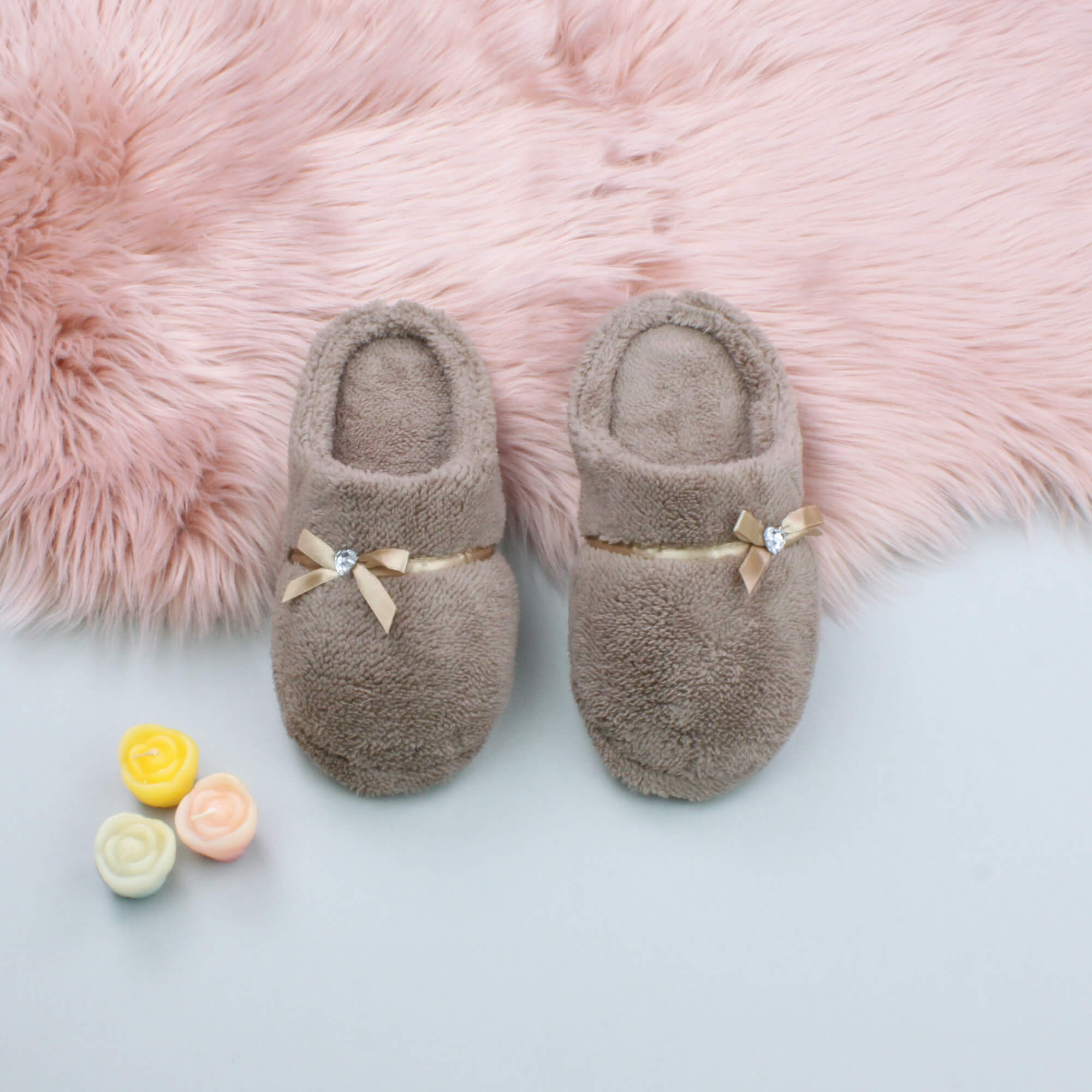 Mocha AJVANI Mocha Fleece Mules Slippers, Image 3 of 5