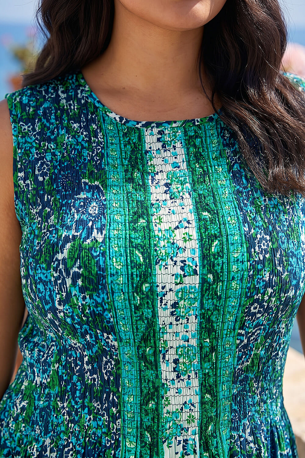 Blue Curve Paisley Print Midi Dress, Image 5 of 4