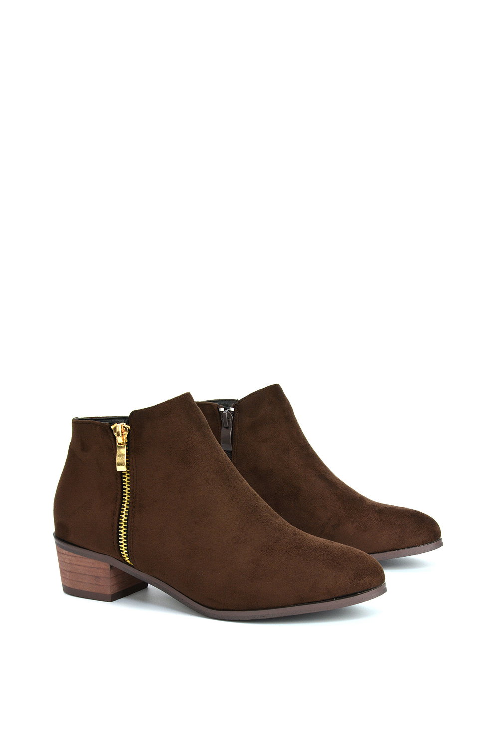 Brown XY LONDON Brown 'Alberto' Low Heel Zip Up Ankle Boots, Image 3 of 3