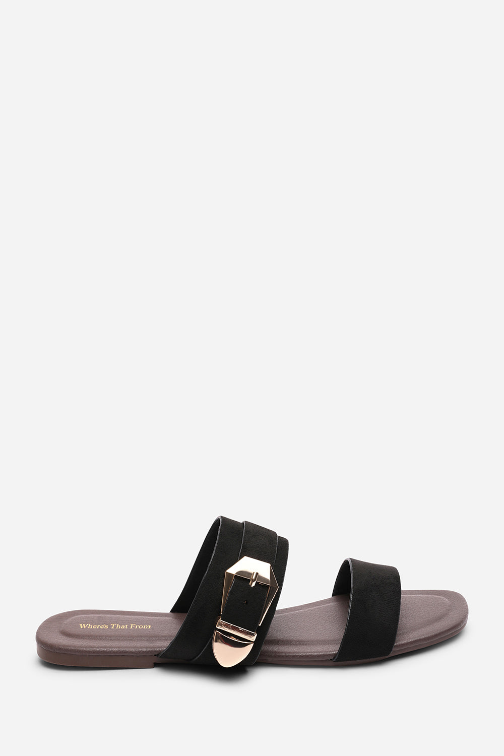 Black Orlina Two Strap Side Buckle Sandal, Image 2 of 5