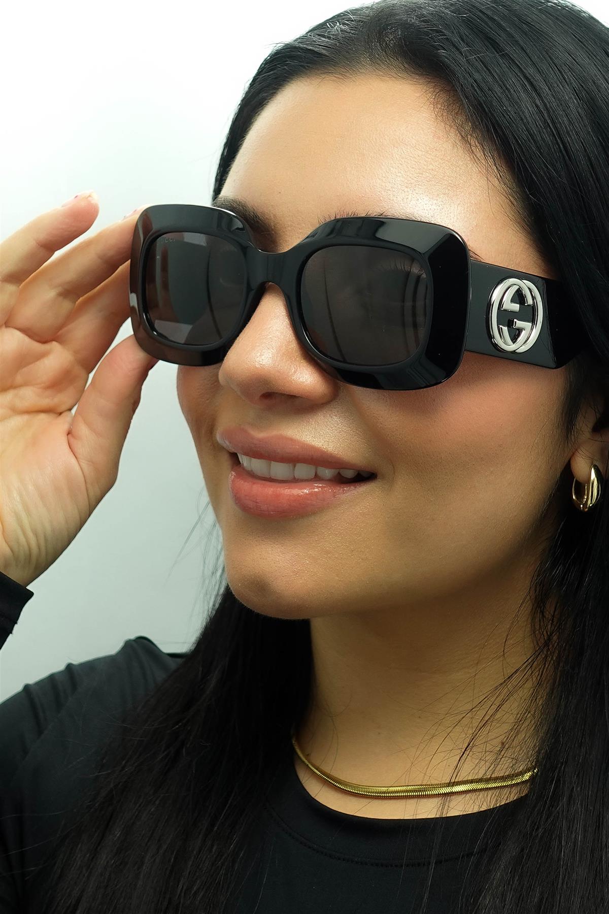 Black Gucci Black Square Black with Silver Grey GG1695S, Image 6 of 6