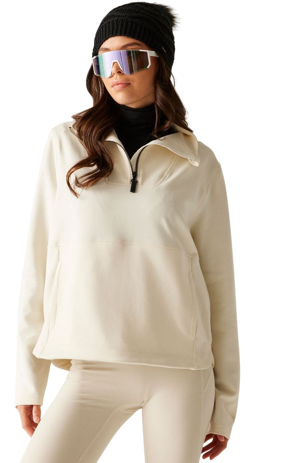 Off White Wander Quarter Zip Sweatshirt, Image 4 of 5