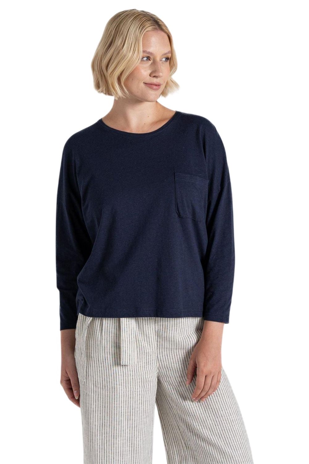 Navy Blue Emere Long Sleeved TShirt, Image 1 of 3