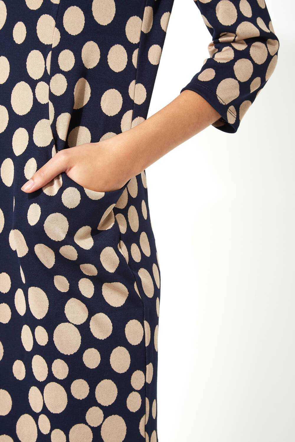 Navy Spot Print Pocket Tunic Dress, Image 5 of 5