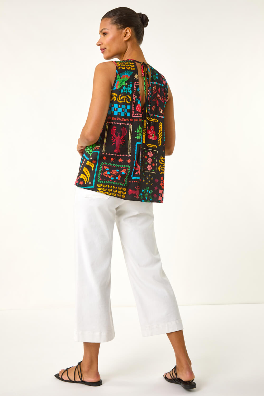 Black Holiday Print Vest Top, Image 4 of 5
