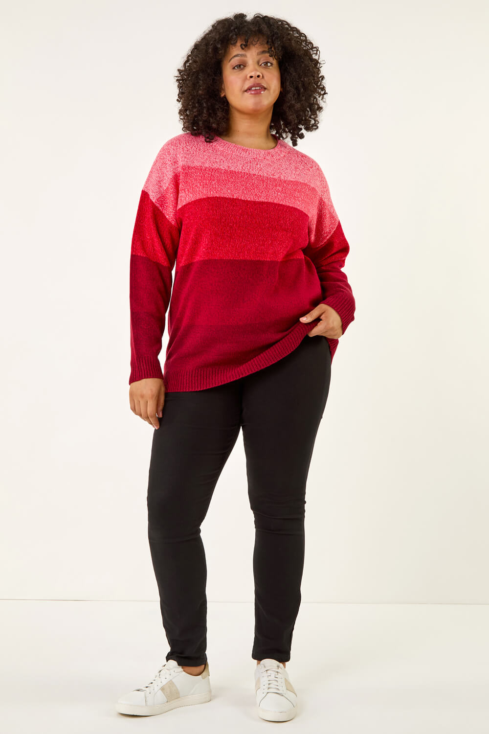 Red Curve Ombre Stripe Knit Jumper, Image 3 of 5