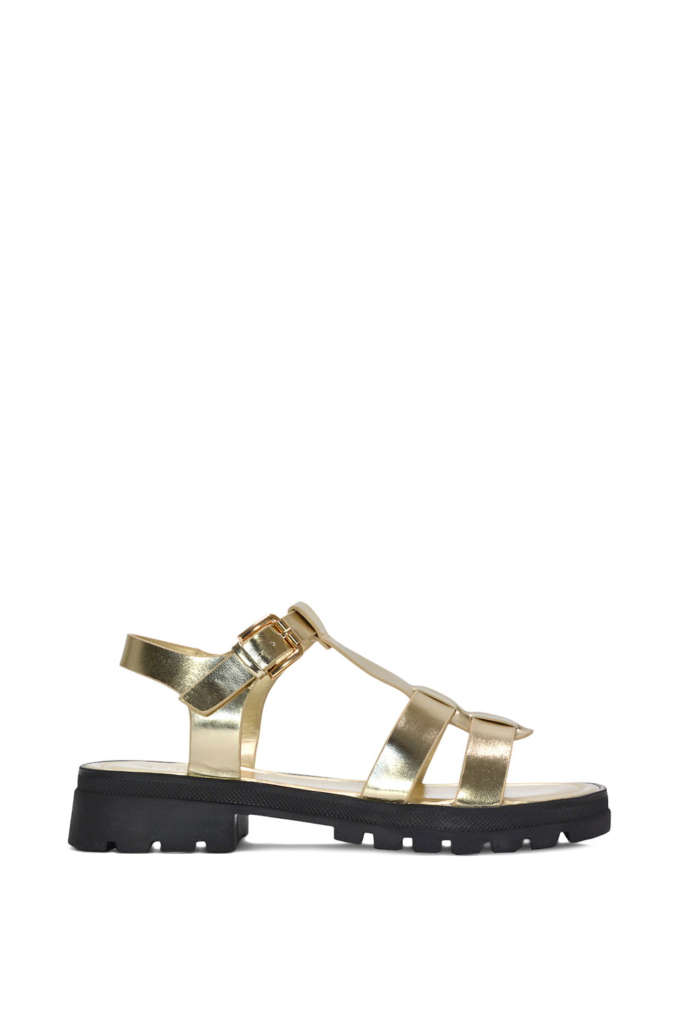 Gold XY LONDON Gold 'Maddison' Chunky Gladiator Sandals With Ankle Strap, Image 1 of 6