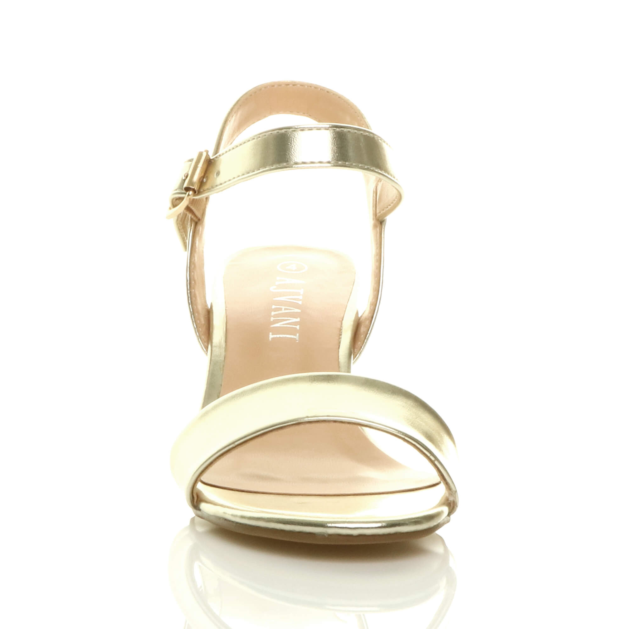Gold AJVANI Gold Mid Block Heel Strappy Sandals, Image 6 of 6