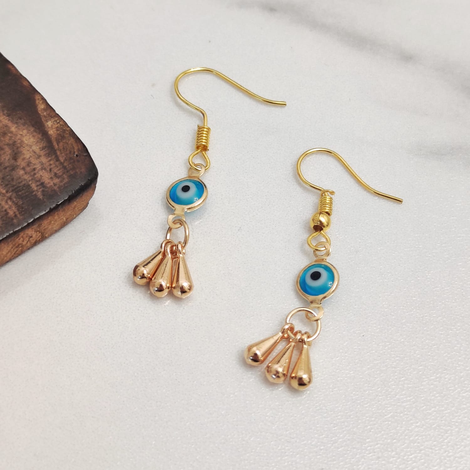Silver Evil Eye Dangle Drop Earrings, Image 4 of 5