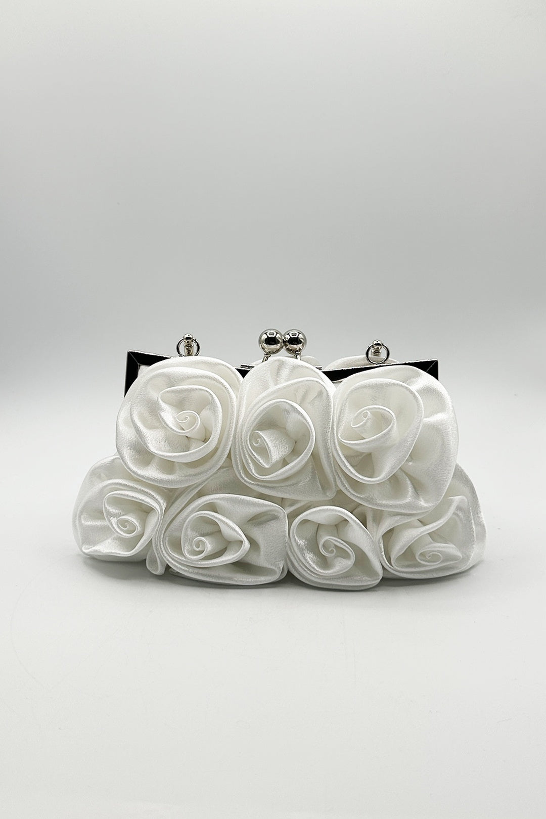 Black Rose Satin Clutch Bag
