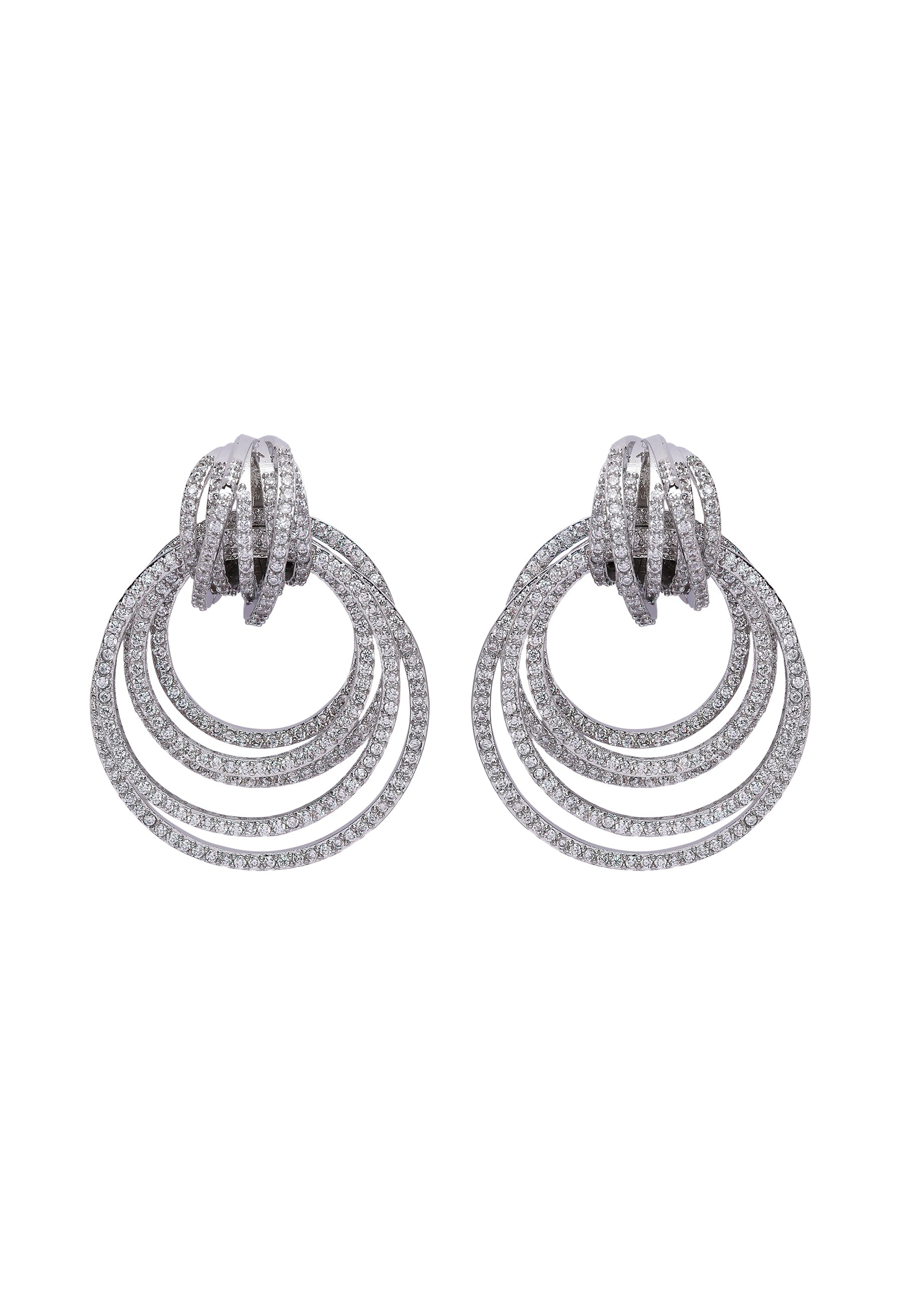 Silver Diva Tripple Layered Hoop Earrings, Image 1 of 5
