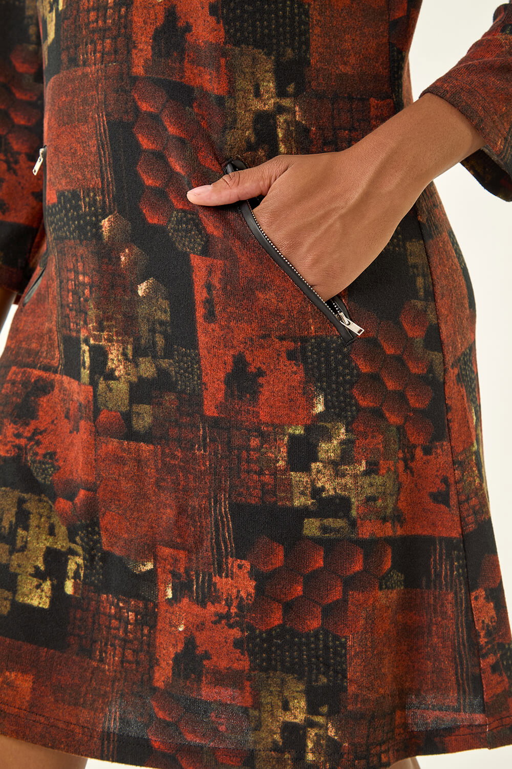 ORANGE Patchwork Print Shift Dress, Image 6 of 5
