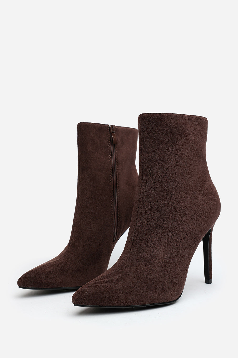 Dark Brown 'Kira' Pointed Toe Stiletto Ankle Boots, Image 3 of 5