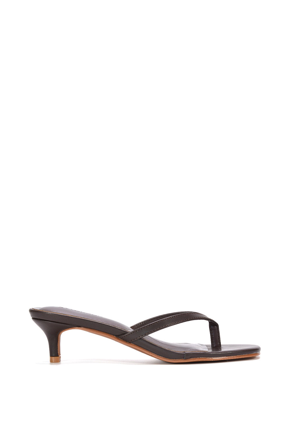 Black 'Violet' Slip On Flip Flop Kitten Heel Mule Heeled Sandals