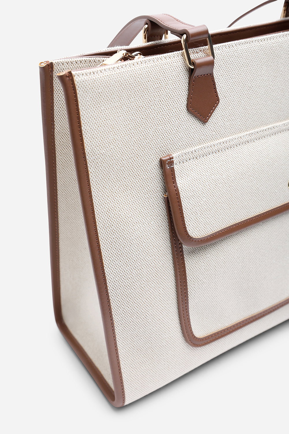 Brown Where's That From Brown Henley Canvas Shoulder Tote Bag, Image 4 of 6