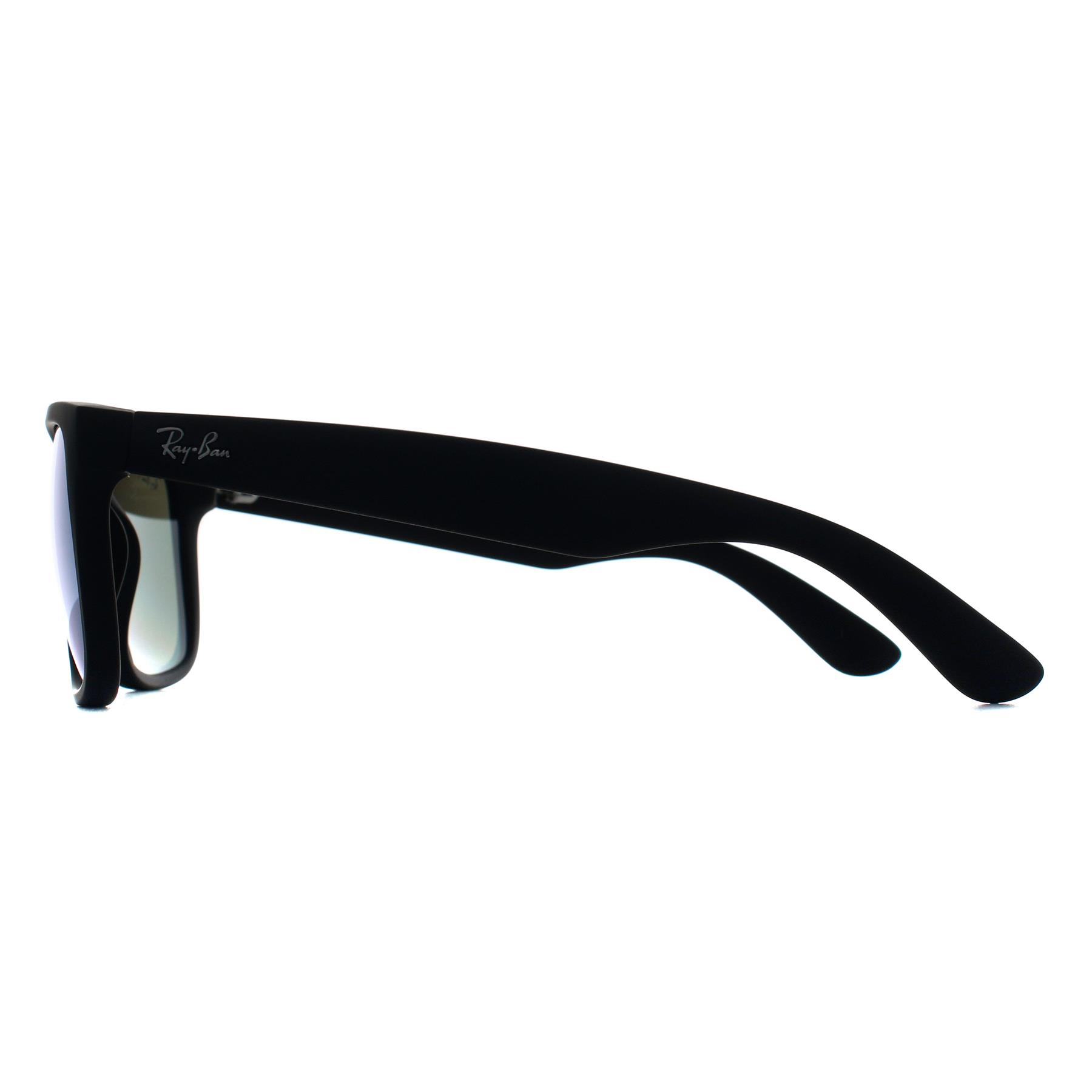 Black Ray-Ban Black Rectangle Rubber Black Silver Mirror Polarized RB4165 Justin, Image 3 of 3