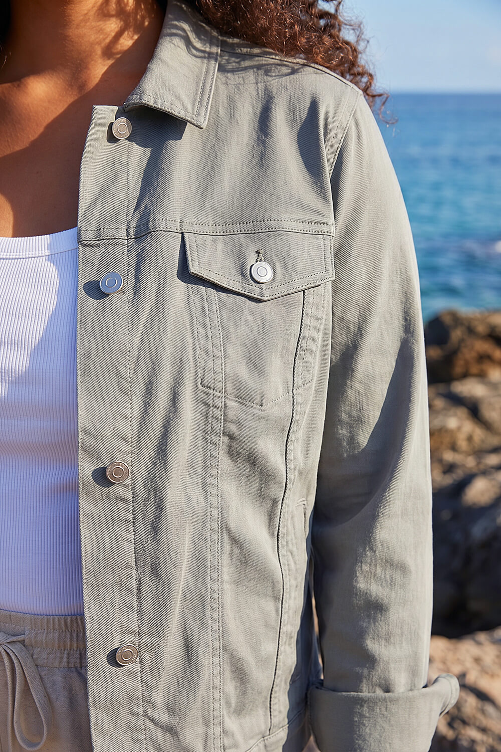 Khaki Curve Stretch Pocket Jacket, Image 5 of 4