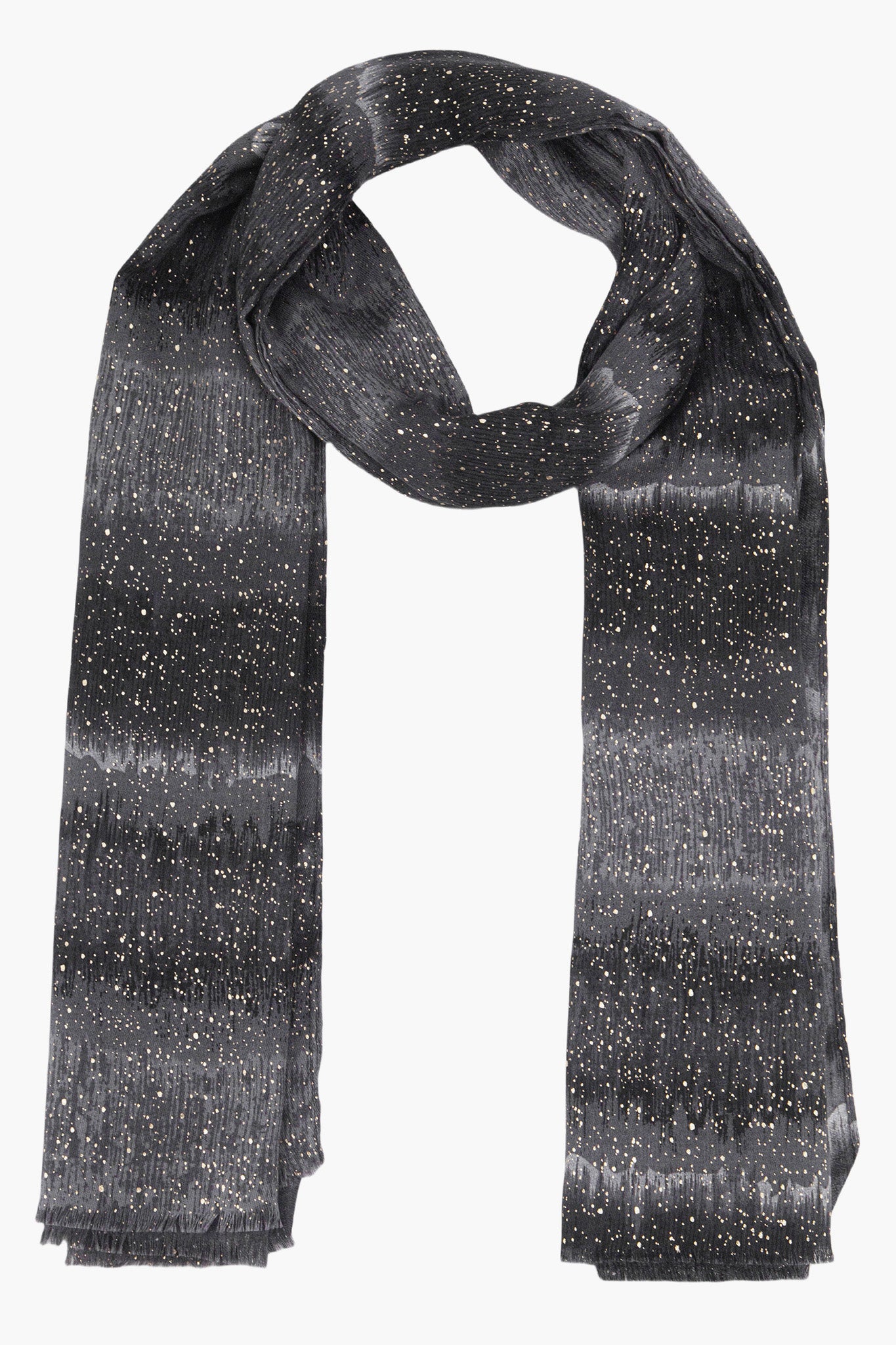 Black Speckled Ombre Striped Lightweight Scarf, Image 1 of 4