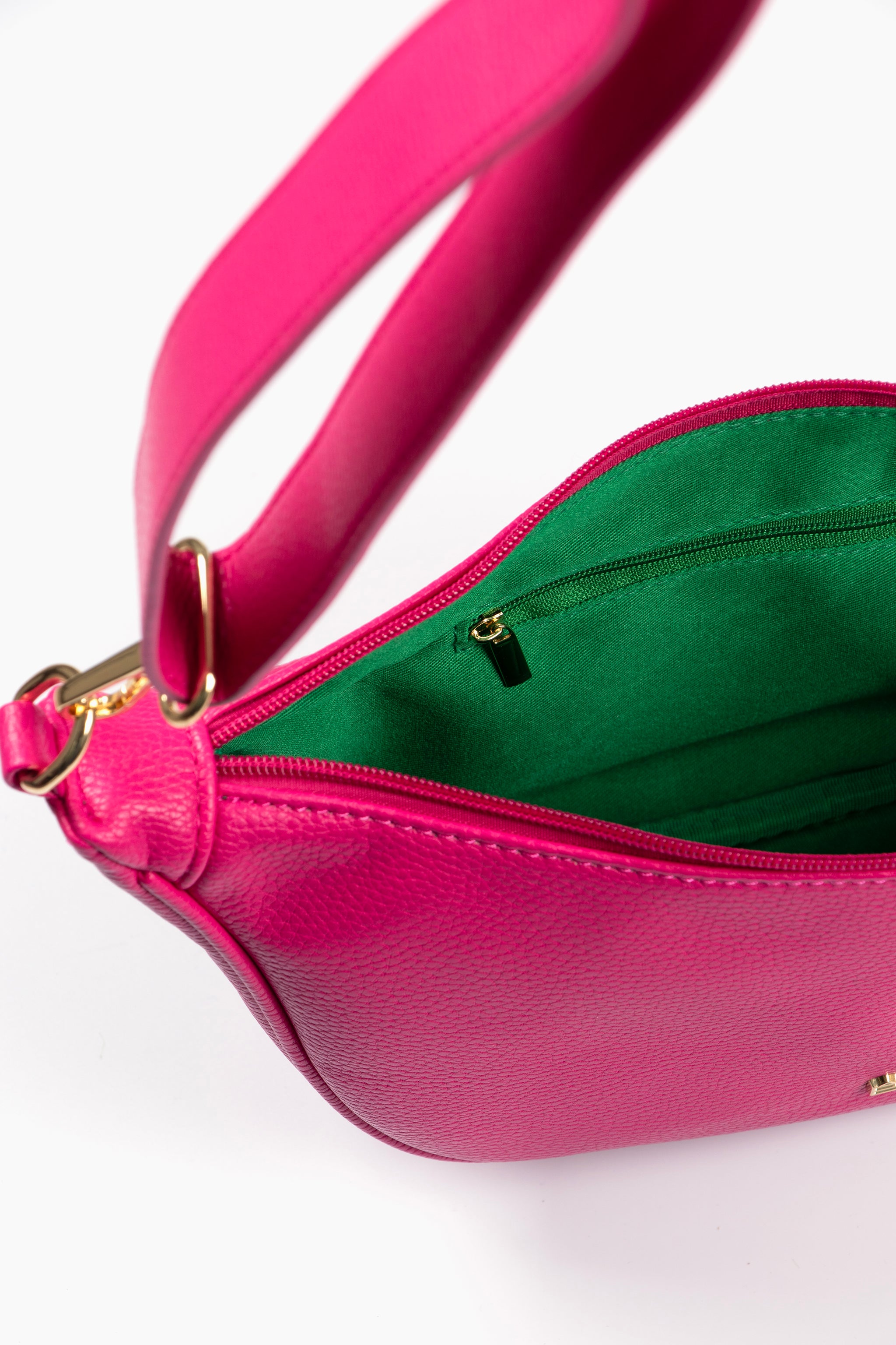 Pink Faux Leather Half Moon Crossbody Bag, Image 3 of 5