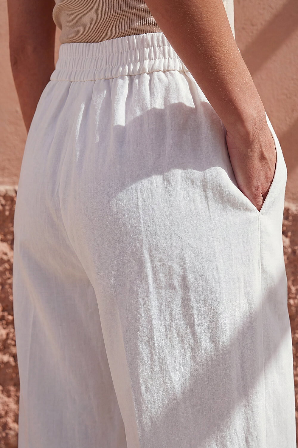 Ivory Smart Twill Wide Leg Pocket Trouser, Image 5 of 5