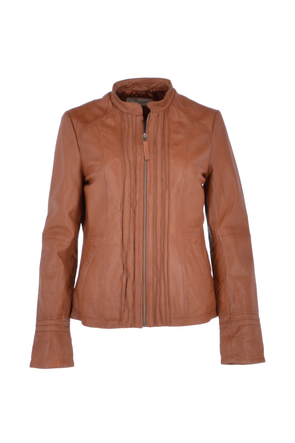 Tan Ashwood Leather Tan Real Leather Mandarin Collar Jacket, Image 2 of 5