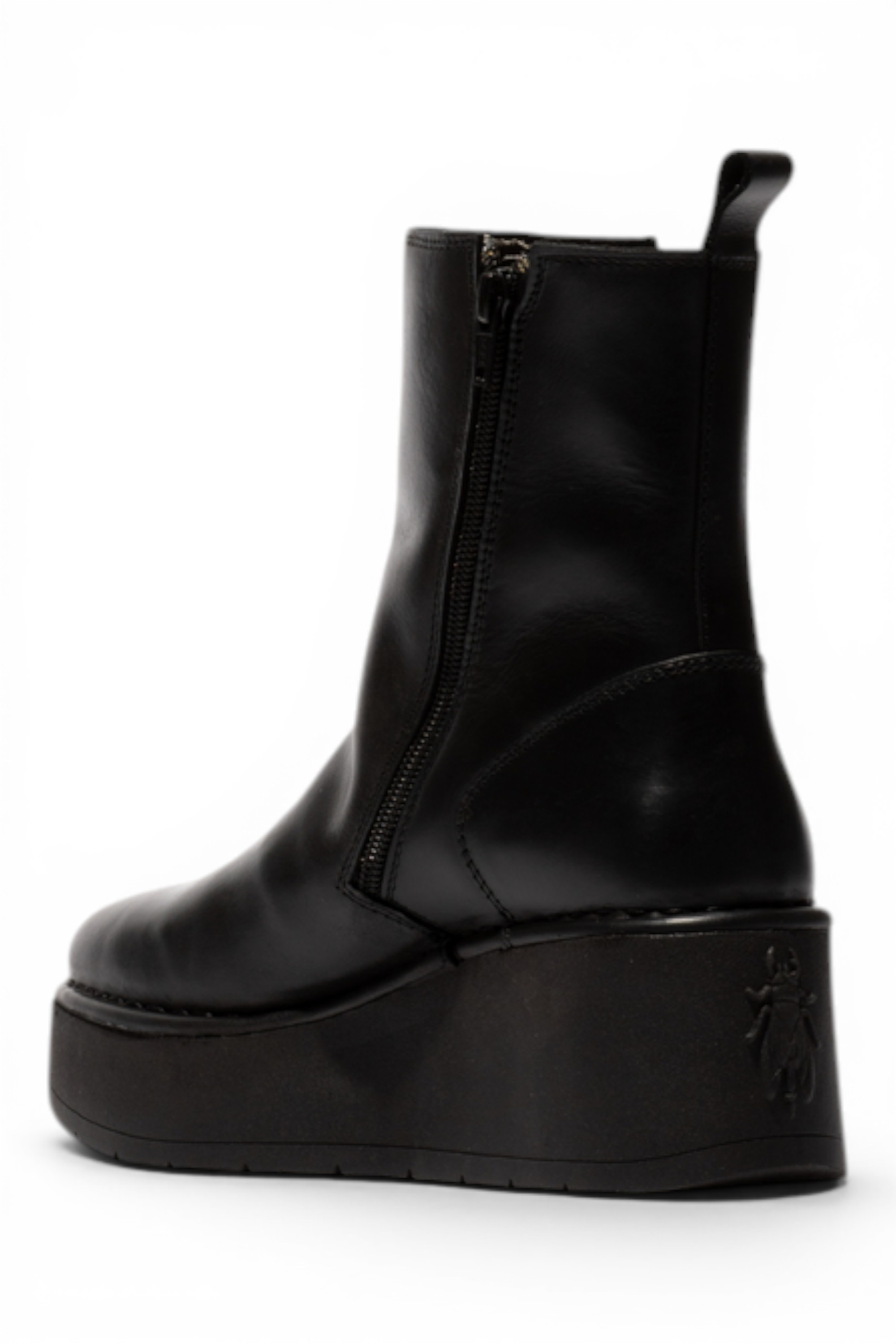 Black Womens Leather Ankle Boots-HEIJ271, Image 4 of 5