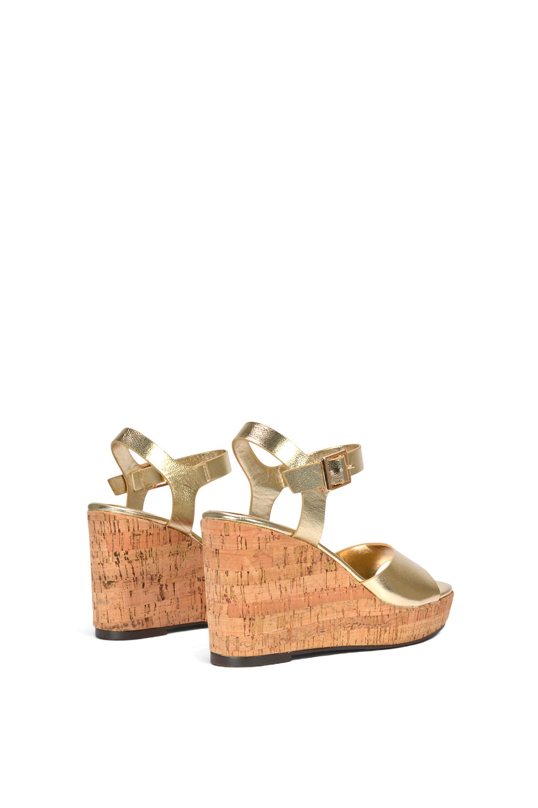 Gold 'Seraphina' Cork Platform Wedge Heel Sandals With Ankle Strap, Image 4 of 6