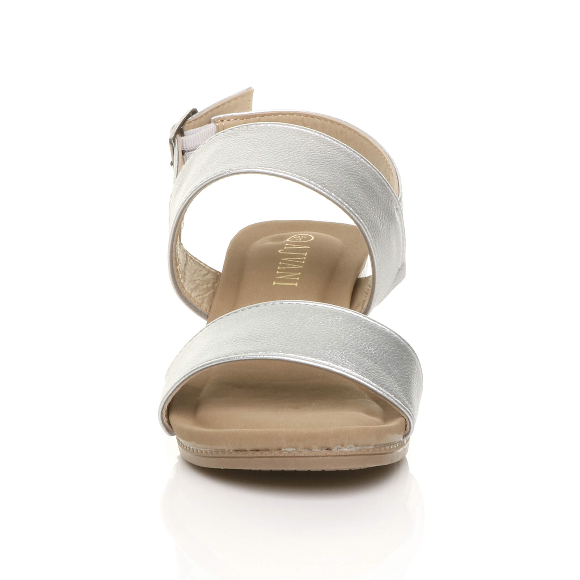 Silver AJVANI Silver Mid Wedge Heel Strappy Slingback Sandals, Image 6 of 6