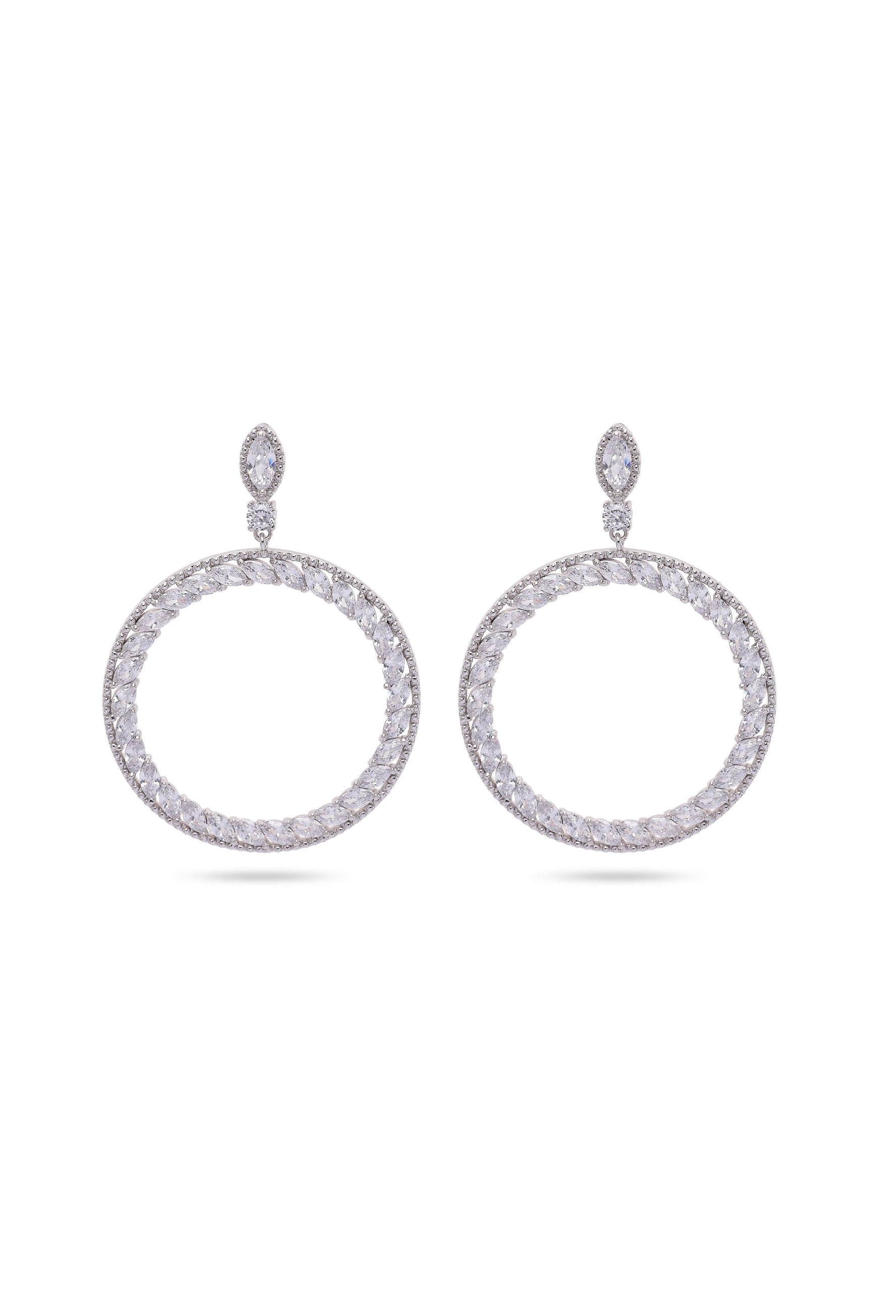 Metallic Dazzling Hoop Drop Earrings