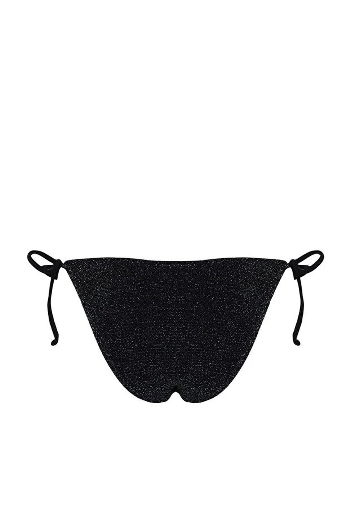 Black WOVCOR Black Glitter Tie Side Regular Waist Bikini Bottom with Adjustable Fit, Image 3 of 4