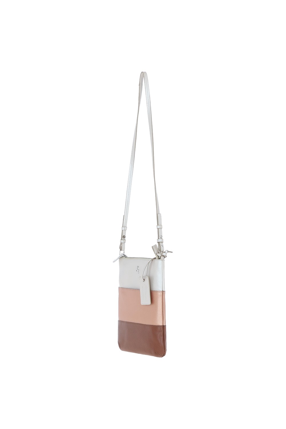 Tan 'Tricolore Elegante' Leather Crossbody Bag, Image 3 of 4