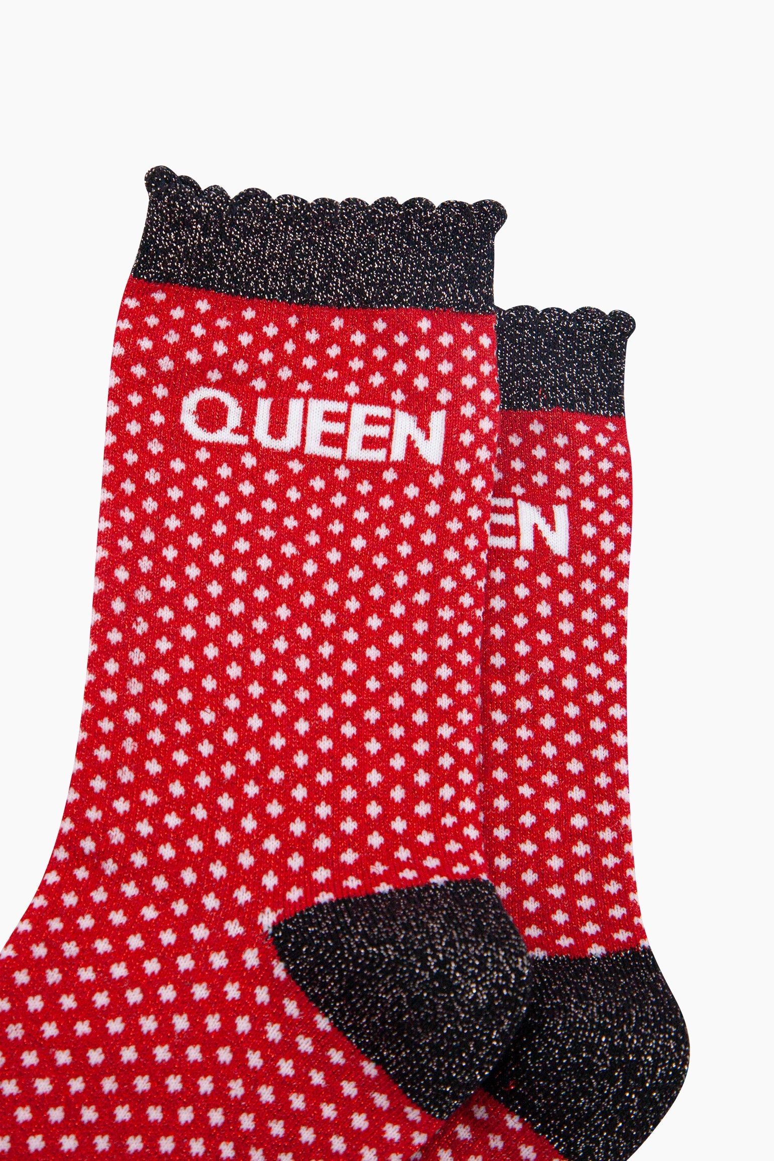 Red Queen Combed Cotton Glitter Socks, Image 2 of 4
